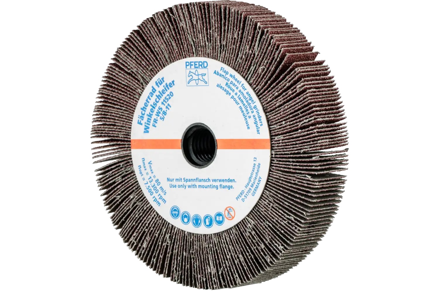 Picture of Pferd Angle Grinder Flap Wheel, 4-1/2" X 3/4 X 5/8-11, 60 Grit, Aluminum Oxide
